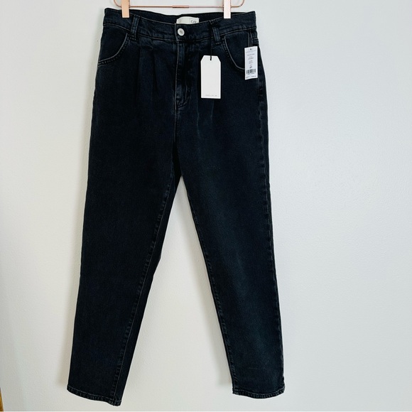 New Current/Elliott pleated high rise gravity black denim jeans - Picture 12 of 16